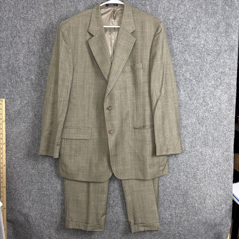 Bill Blass Premier Mens Wool Suit Set Brown 44 R